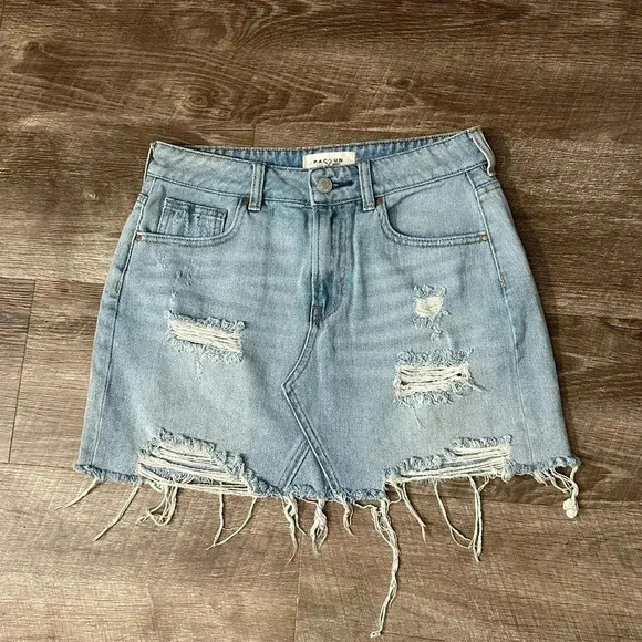 Pacsun Jean Distressed Mini Skirt size 26 - Picture 1 of 5